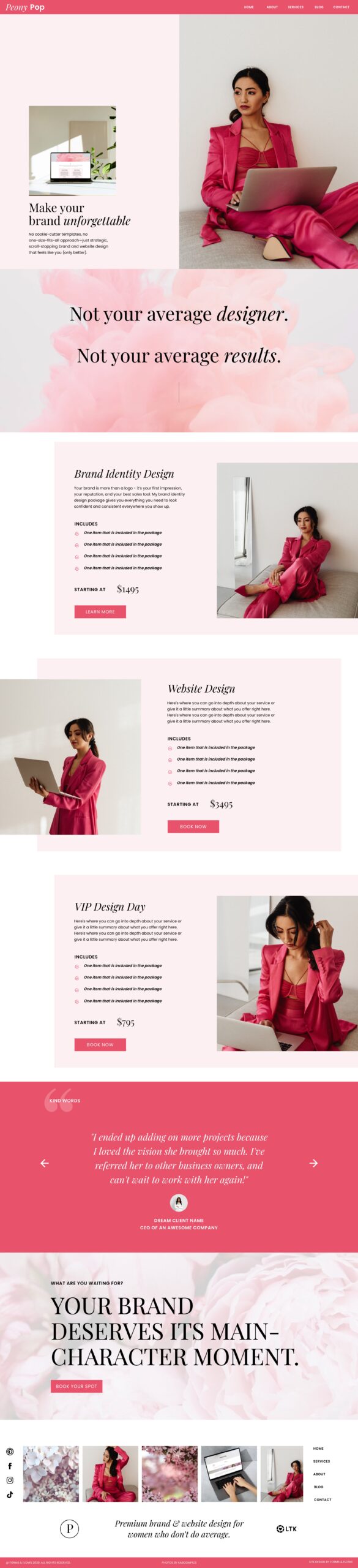 Peony Showit website