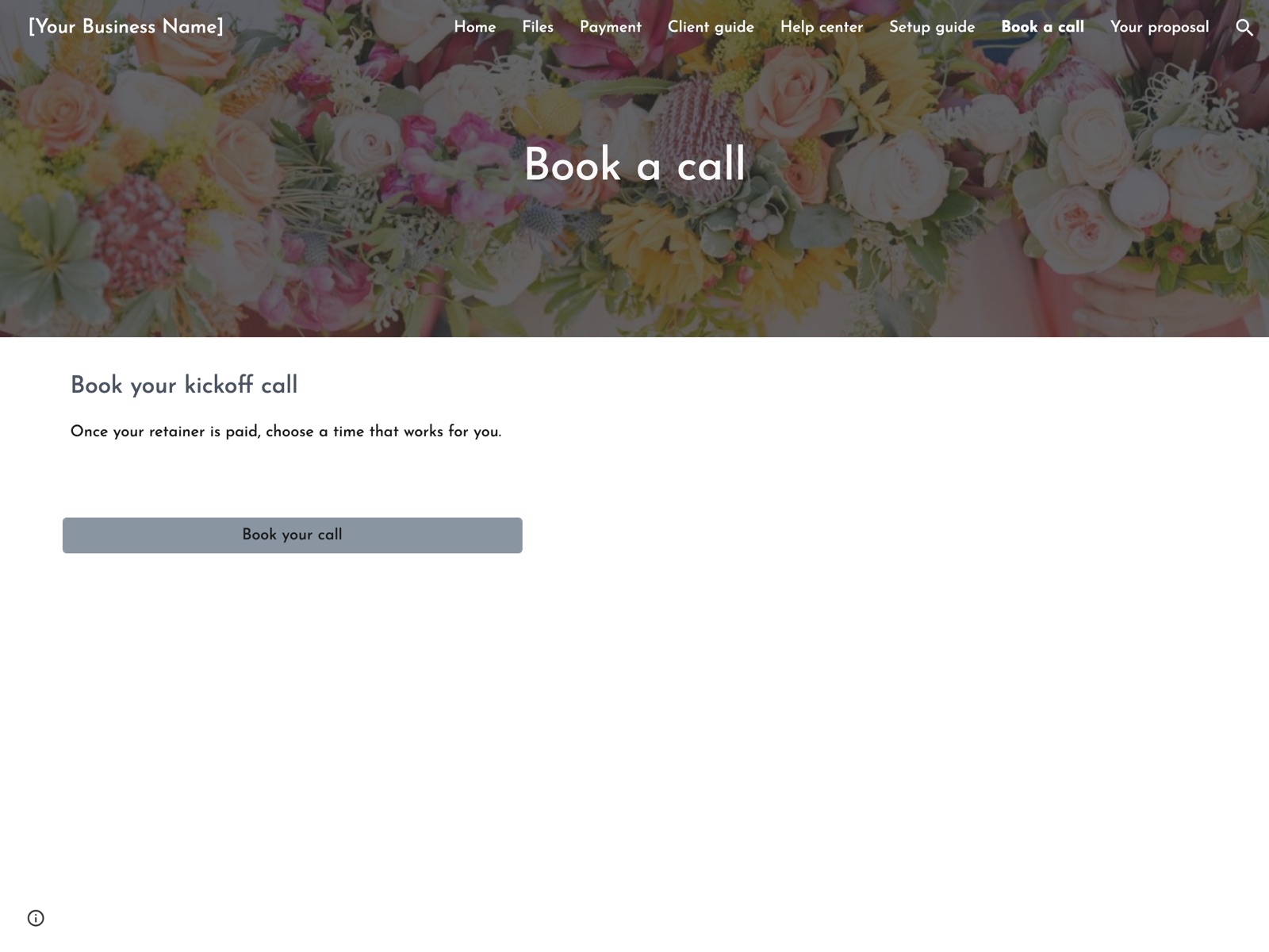 Hibiscus Google Sites portal: Book a call page
