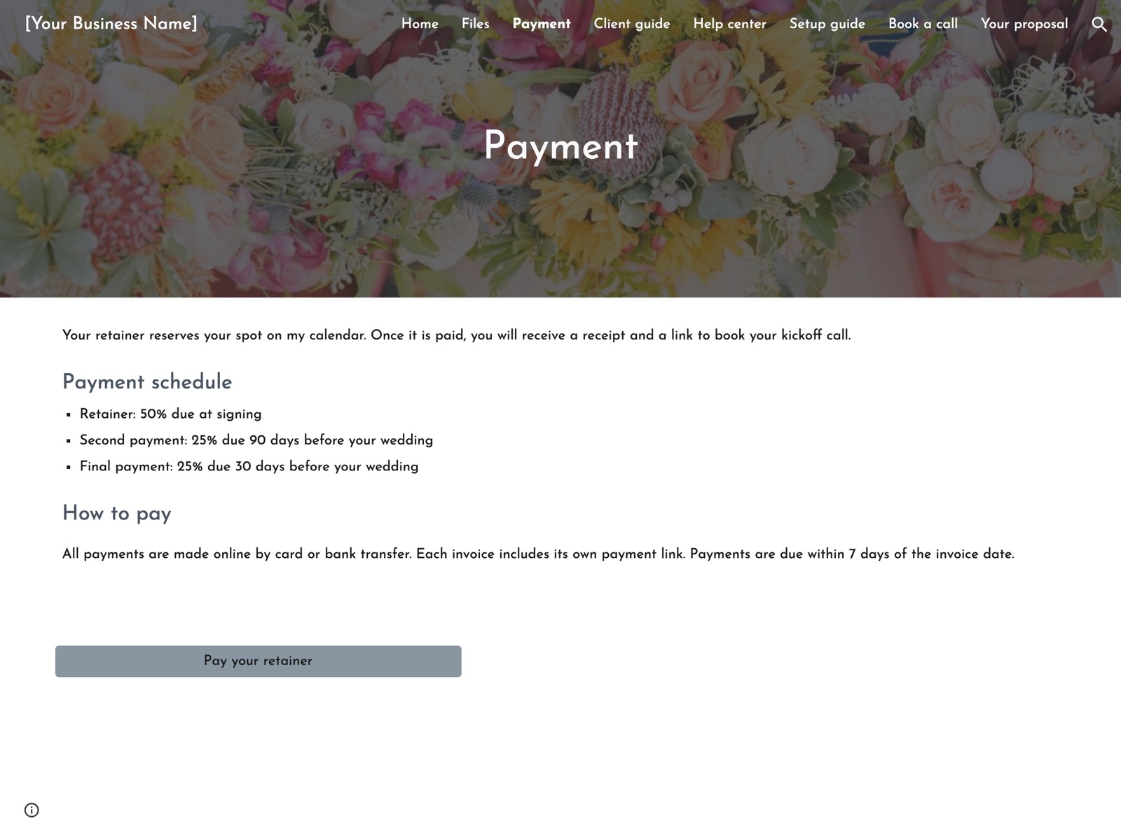 Hibiscus Google Sites portal: Payment page