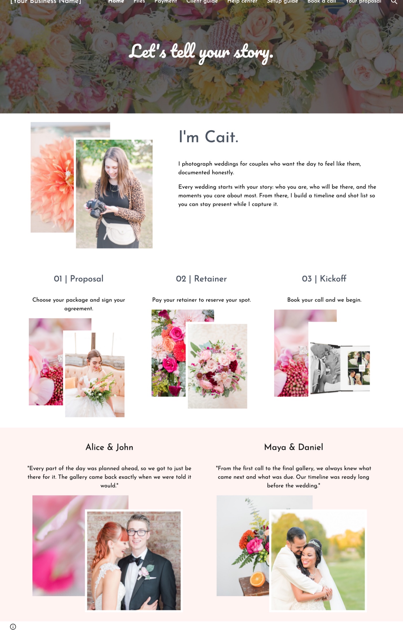 The full Hibiscus Google Sites client portal home page
