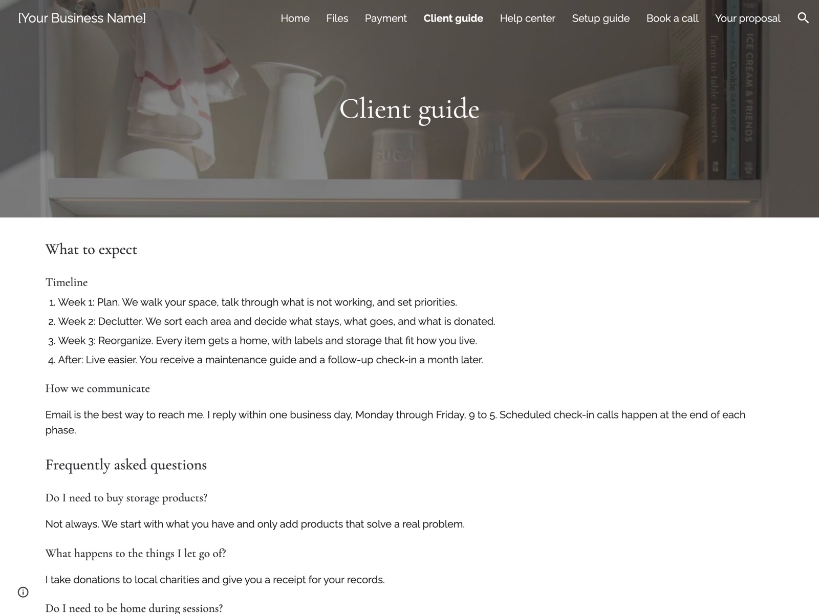 Lotus Google Sites portal: Client guide page
