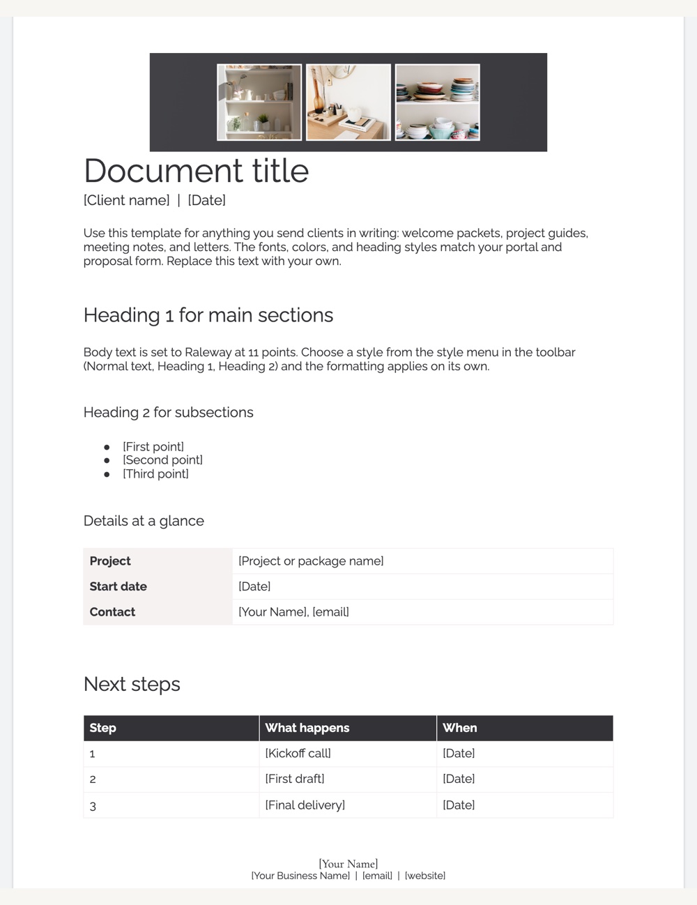 The Lotus document template in Google Docs