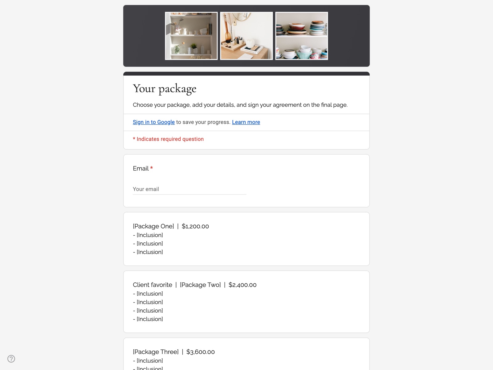 Lotus proposal form in Google Forms