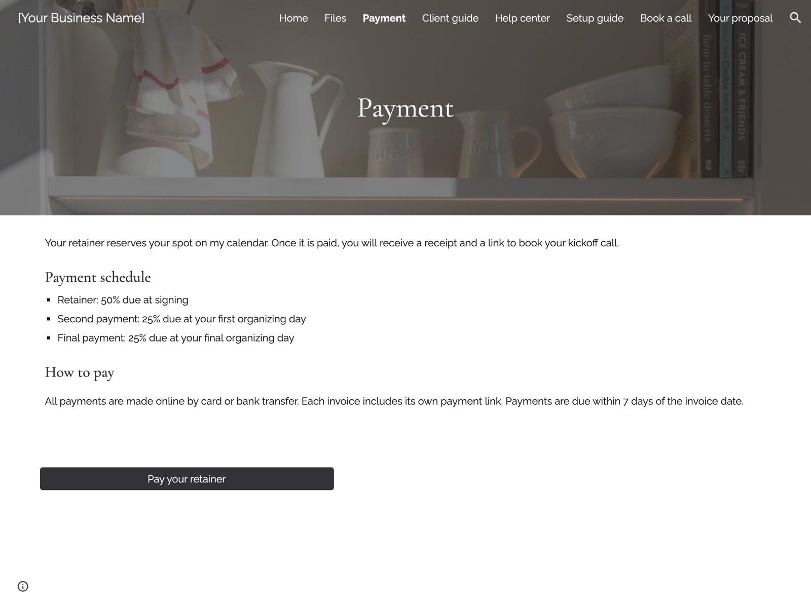 Lotus Google Sites portal: Payment page