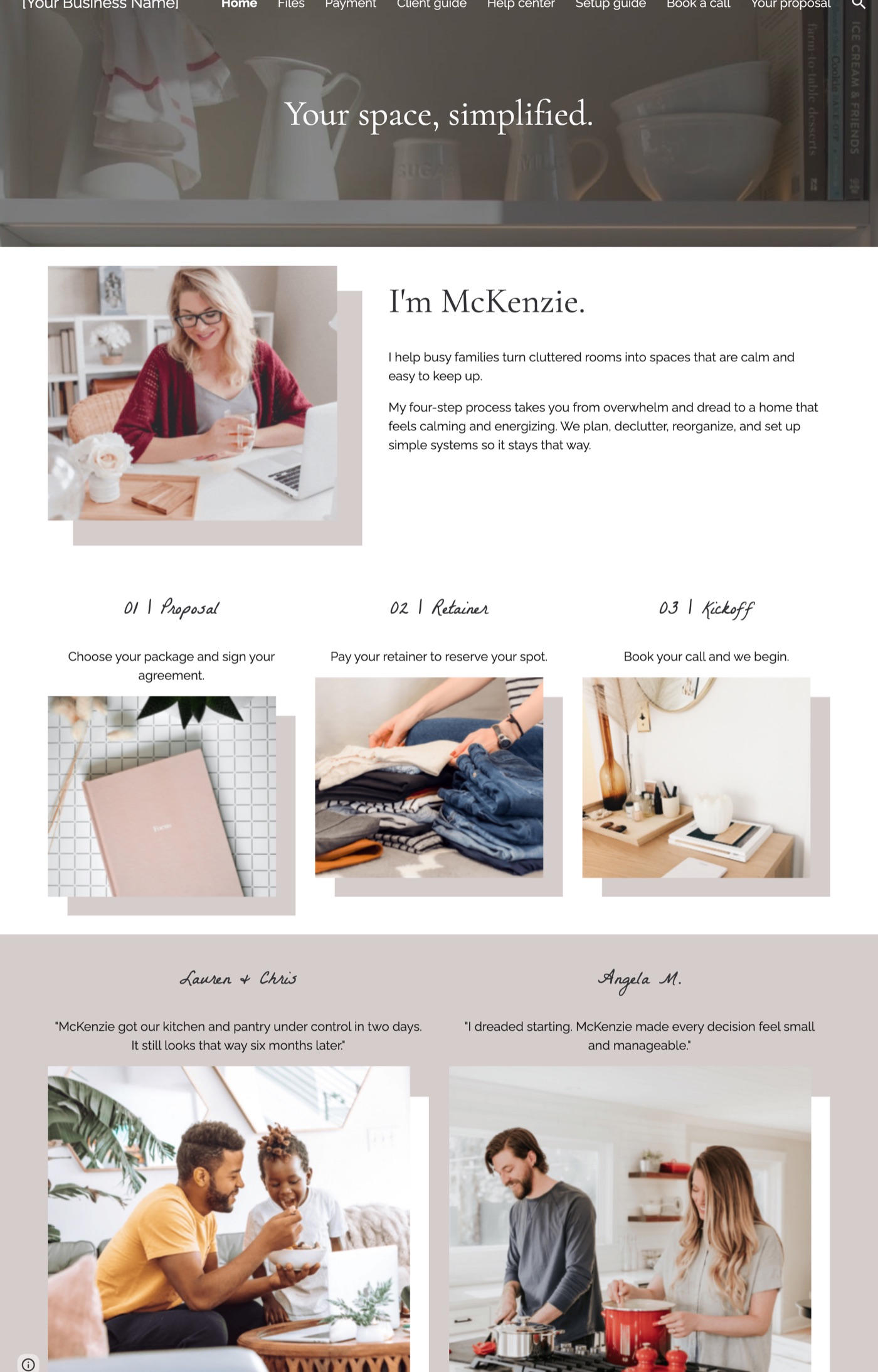 The full Lotus Google Sites client portal home page