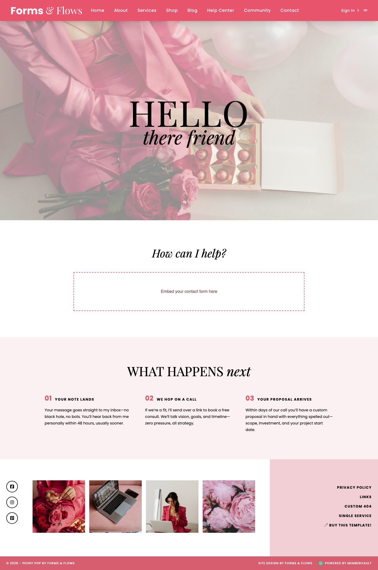 Peony MemberVault template: Contact page