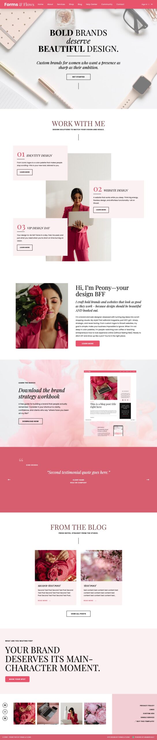 Peony MemberVault template: Home page