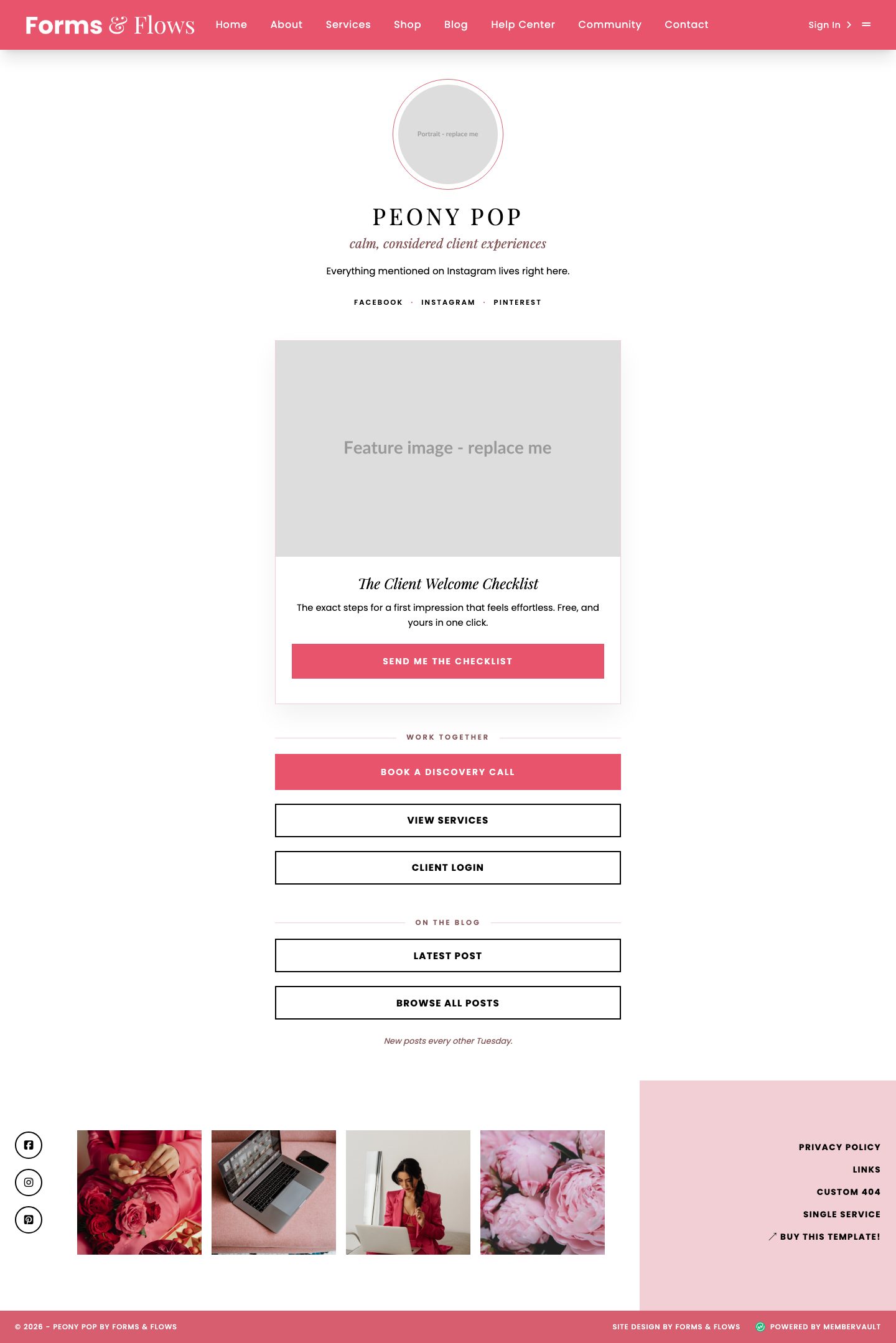 Peony MemberVault template: Links page