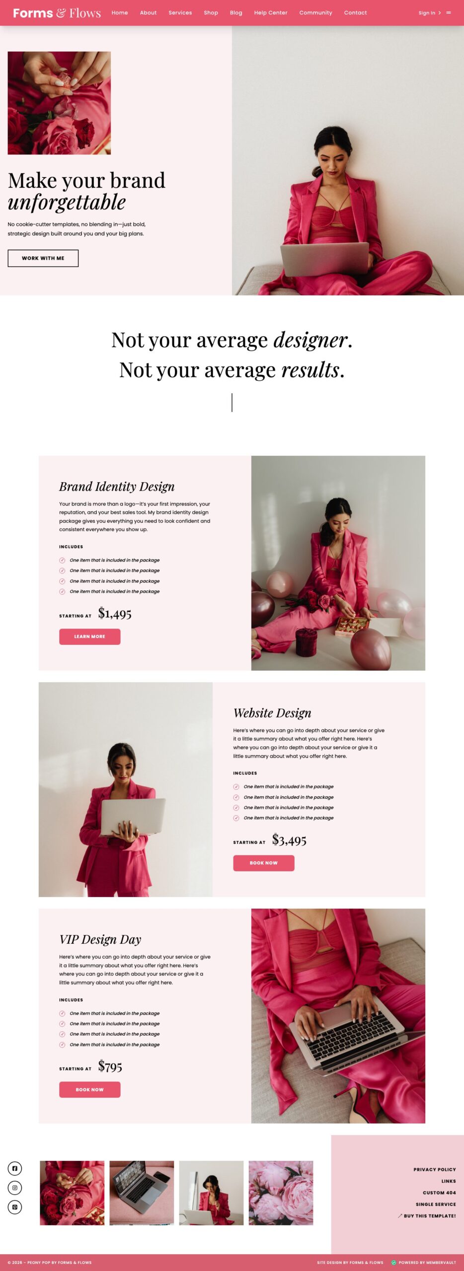 Peony MemberVault template: Services page