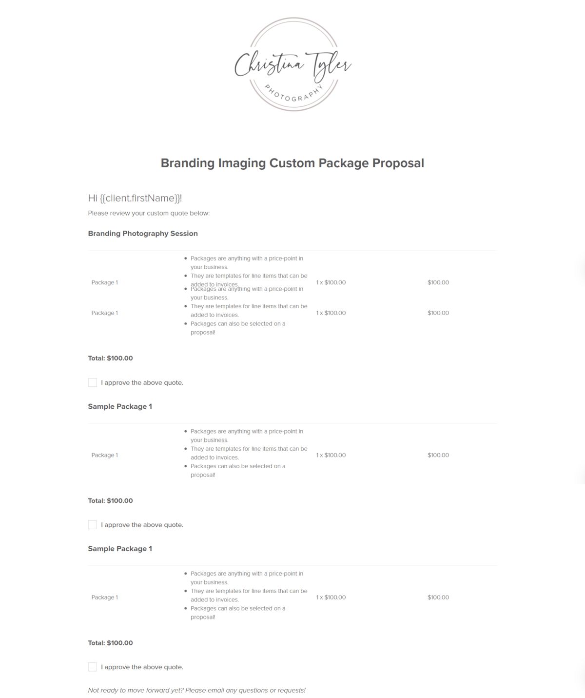 Christina Tyler Photography proposal before