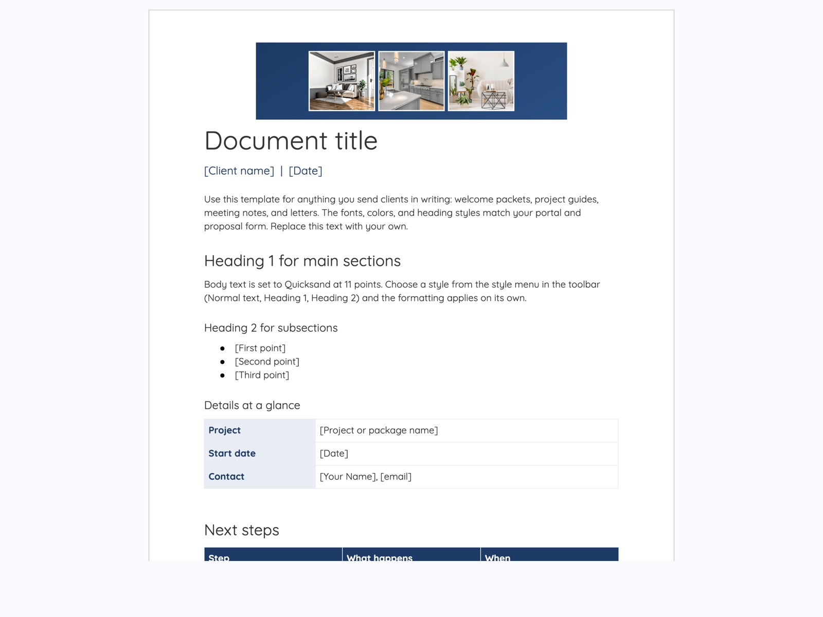 Rosemary document template in Google Docs