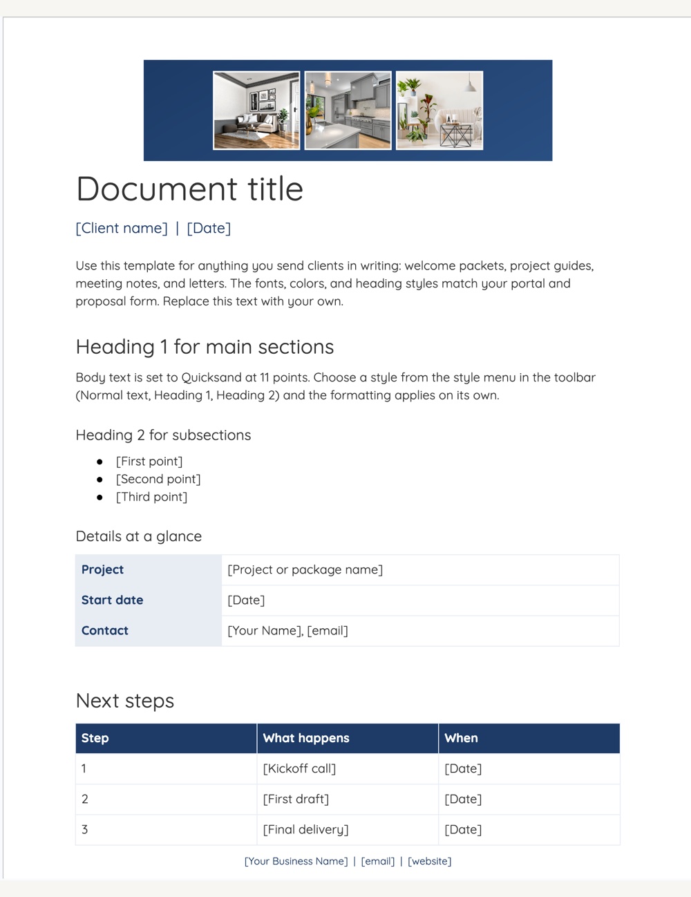 The Rosemary document template in Google Docs