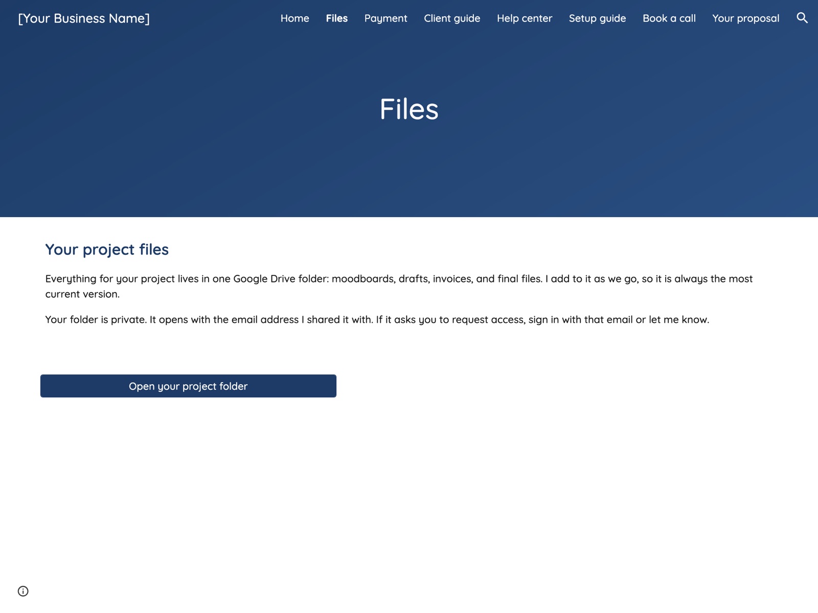 Rosemary Google Sites portal: Files page