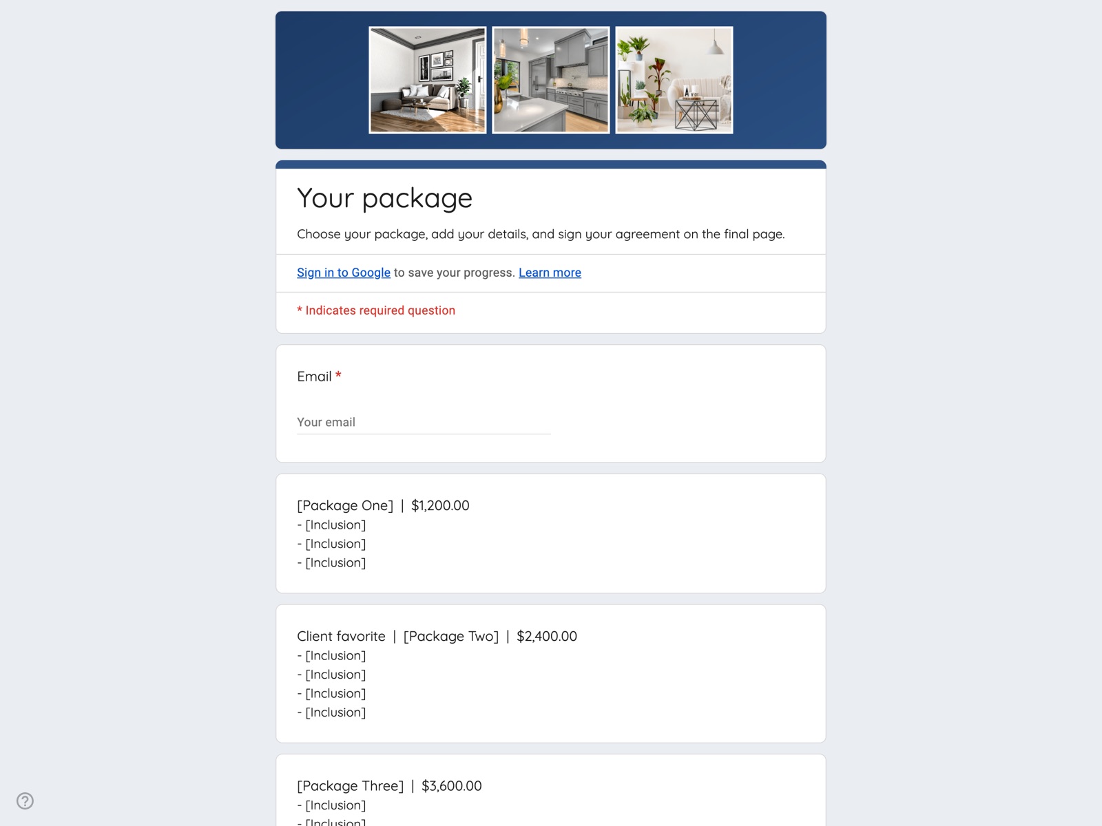 Rosemary proposal form in Google Forms