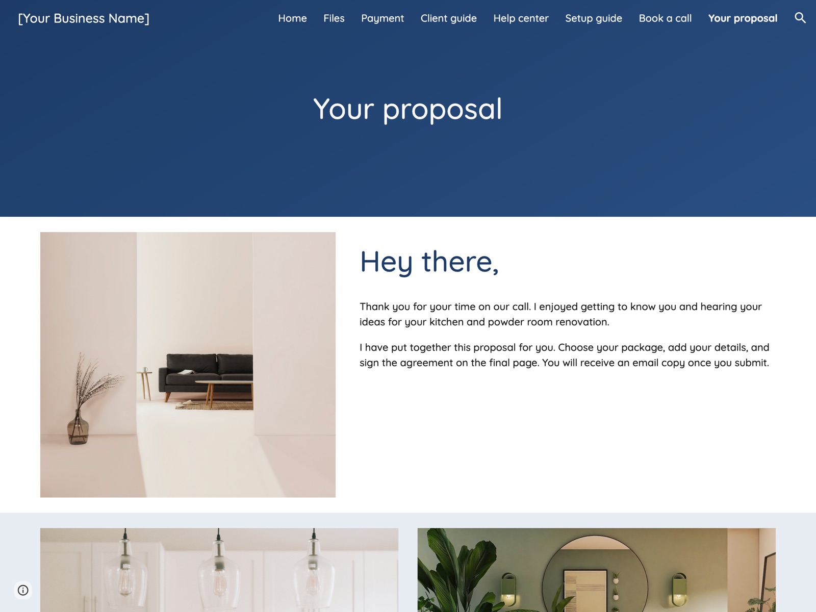 Rosemary Google Sites portal: Your proposal page