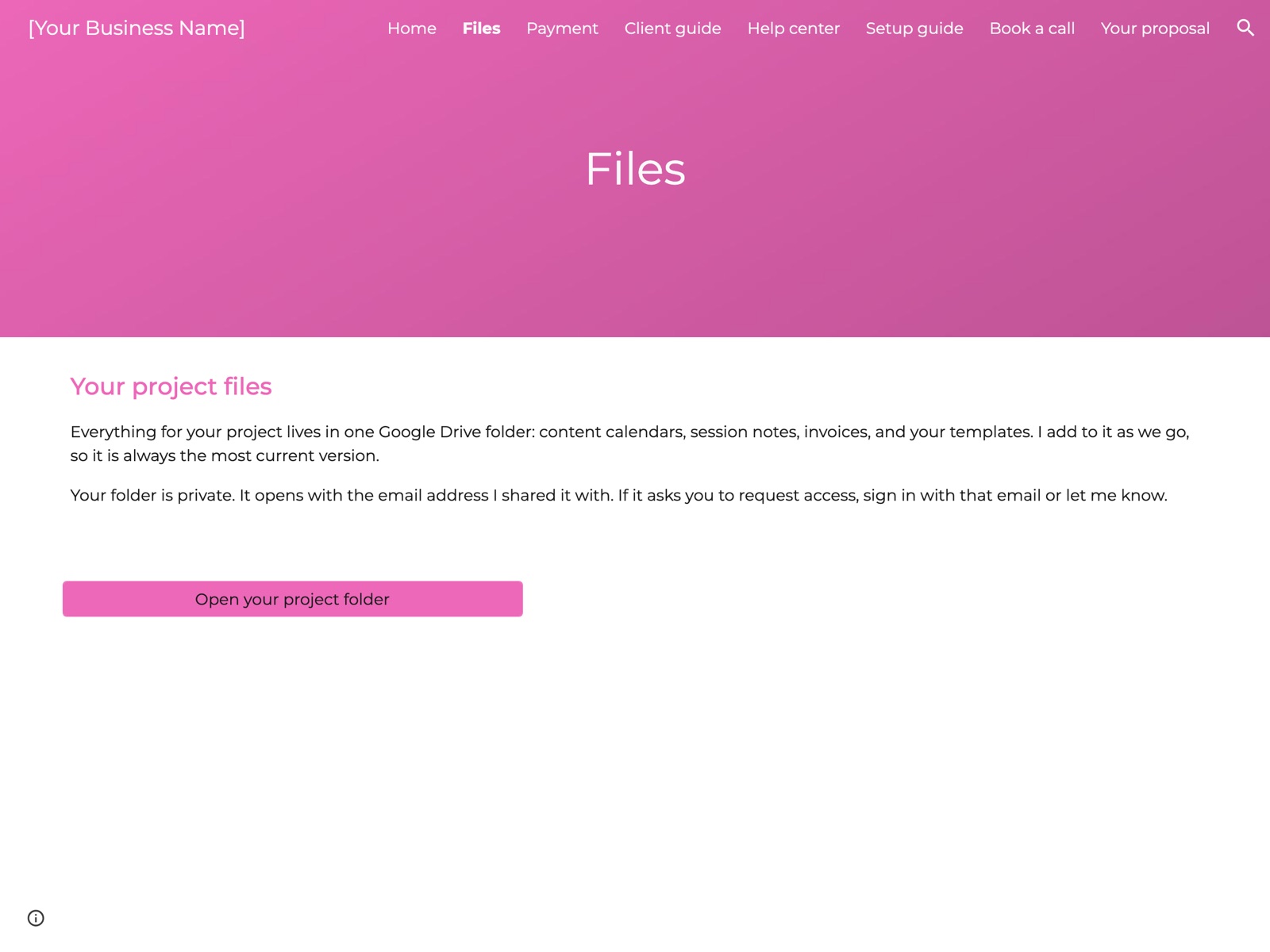 Zinnia Google Sites portal: Files page